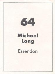 1990 Select AFL Stickers #64 Michael Long Back